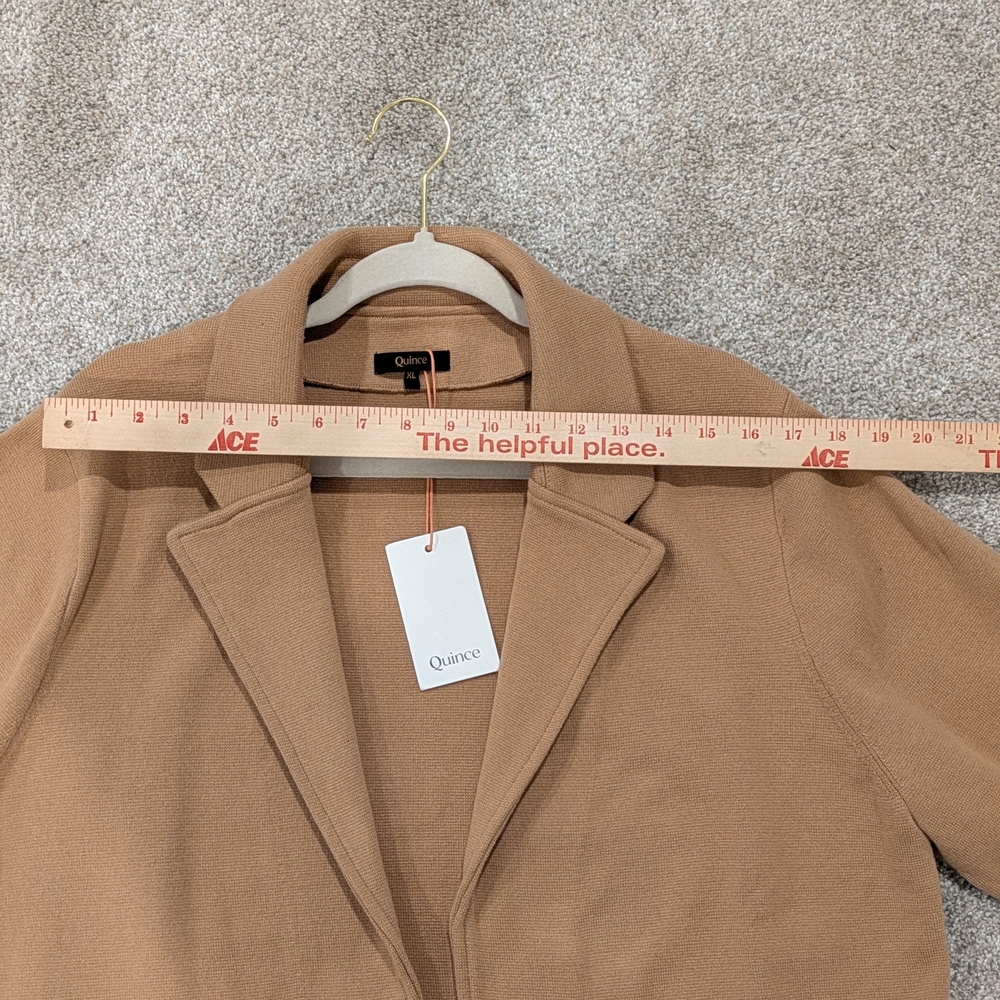 NWT Quince 100% Organic Cotton Women's Tan Open-Front Blazer - Picture 5 of 6